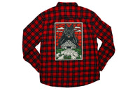 Wolf Button Up Flannel Shirt- Red/Black/White