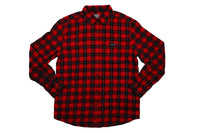 Wolf Button Up Flannel Shirt- Red/Black/White