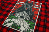 Wolf Button Up Flannel Shirt- Red/Black/White